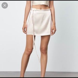 Satin tie skirt